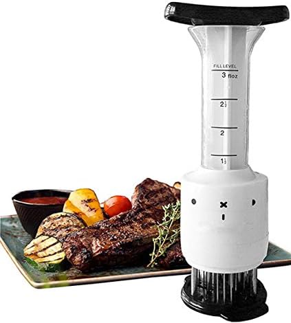 Meat Tenderizer and Flavor Enhancer Sauce Marinade Injector, 2 IN 1 Meat Pine Needle Tool with 30 Stainless Steel Blade,for Steak or Chicken