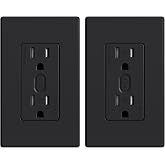 ELEGRP Smart Plug, Smart in-Wall Outlet Compatible with Alexa and Google Assistant, 2.4GHz Wi-Fi Smart Receptacle with Energy Monitoring, No Hub Required, UL Listed, Black, 2 Pack