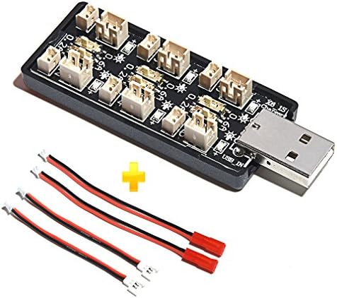 1S LiPo LiHV Battery USB Charger, CoolWas 3.7V/4.20V 6 Channel RC LiPo Battery Charging Board for RC Drone/Quadcopter Micro JST 1.25 JST-PH 2.0 mCX mCPX Connectors