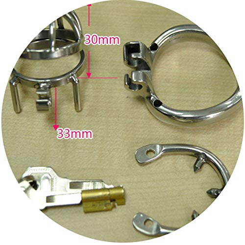 Chasti-ty Device Cage with Metal Anti-Drop Ring Stainless Steel Chasti-ty Cage Anti-Drop Ring Toy for Men G199,B,50mm
