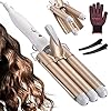 Hair-Curler-Yalixuan-3-Barrel-Hair-Waver-25mm-Hair-Curling-Wand-with-Heat-Resistant-Glove-and-2-Hair-Clips-2-Temperature-Mode-Control-for-Long-or-Short-Hair-Hot-Pressing-Styling-Tool-White-Gold Hair Curler, Yalixuan 3 Barrel Hair Waver, 25mm Hair Curling Wand with Heat-Resistant Glove and 2 Hair Clips, 2…