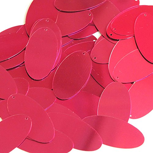 Pink Fuchsia Sequin Oval 1.5 inch Metallic Couture Paillettes. Made in USA. Loose sequins for embroidery, bridal, applique, arts, crafts, and embellishment.