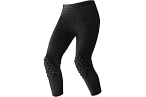 STONEKISS Youth Capri Leggings with Knee Pads and Butt Pad, Kids 3/4 Compression Tights with Knee and Butt Protection