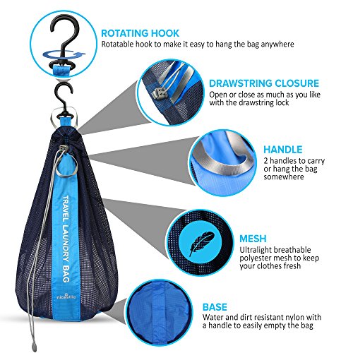 NICESTILE Travel Laundry Bag for Underwear, Mesh Laundry Sack with