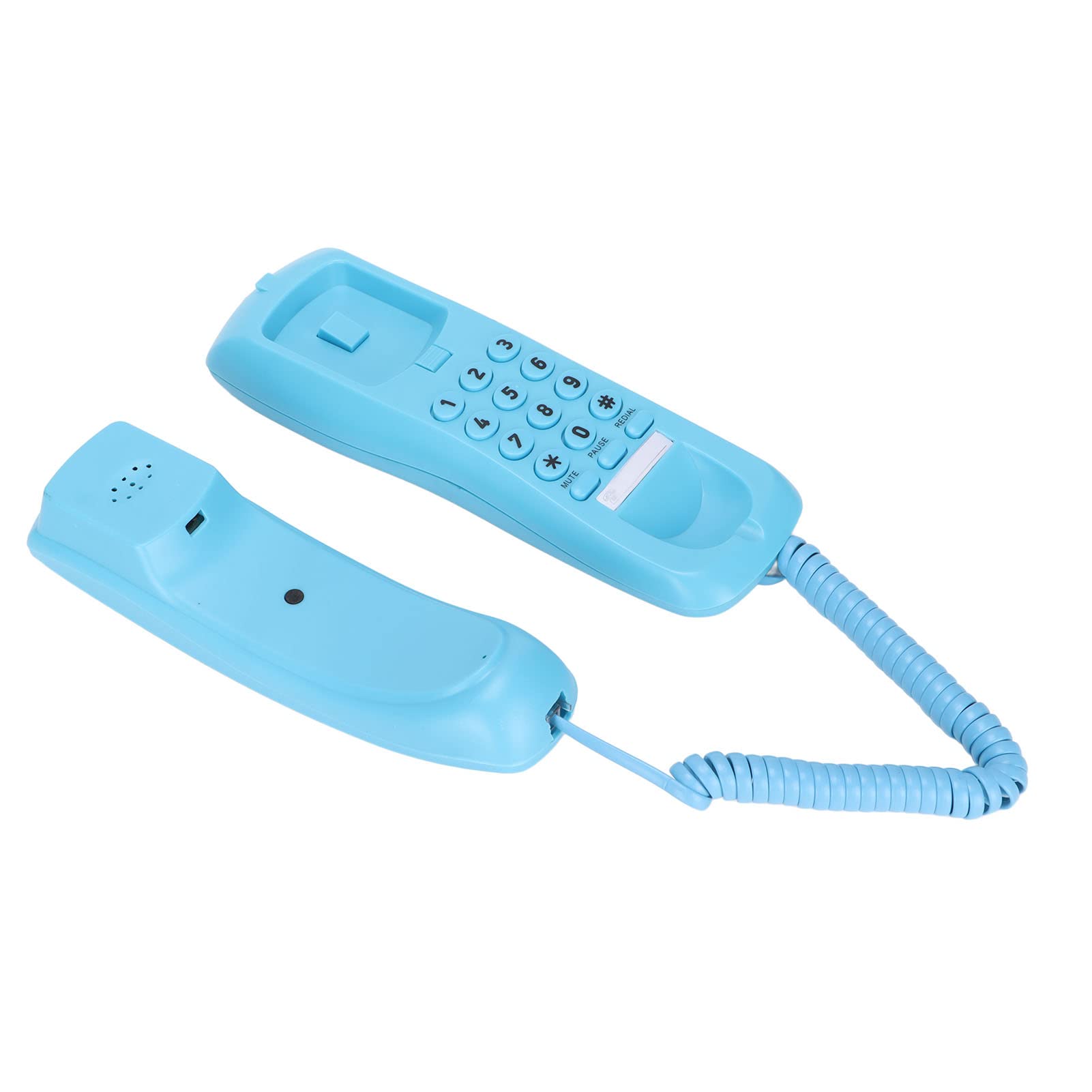 PUSOKEI Corded Telephone, Landline Phones for Home, Wired Wall-Mounted Landline, Single Line Phone with Mute Pause Redial Function, 7.9x2.4x2.2in(blue)