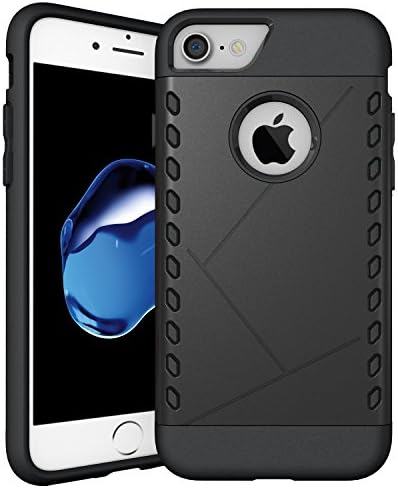 iPhone 7 Case,GEENKER Heavy Duty Dual layer Rugged Flexible Shock-Absorption Soft Silicone Bumper and Anti-Scratch Hard Rigid PC Cover Combo Hybrid Protective Case for Apple iPhone 7 4.7inch -Black