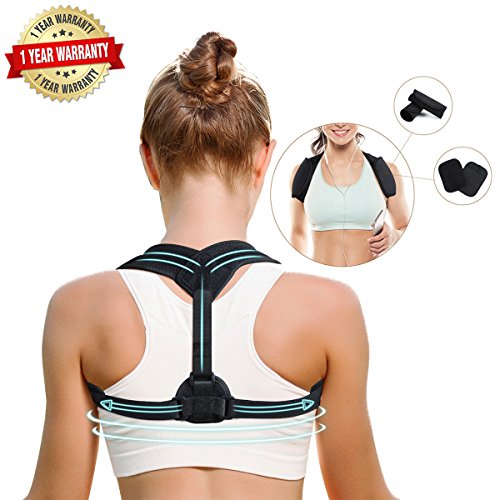 Back Brace Posture Corrector Adjustable, Back Support Corrector Posture for Women and Men Clavicle Support with Detachable Comfortable Armpit Pads for Slouching, Thoracic Kyphosis, Injury Rehab