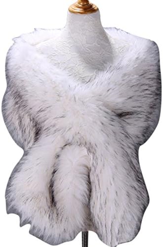 PearlBridal Women's Vintage Faux Fur Shawl Wraps Stole Shrug Cape for Evening Party Winter