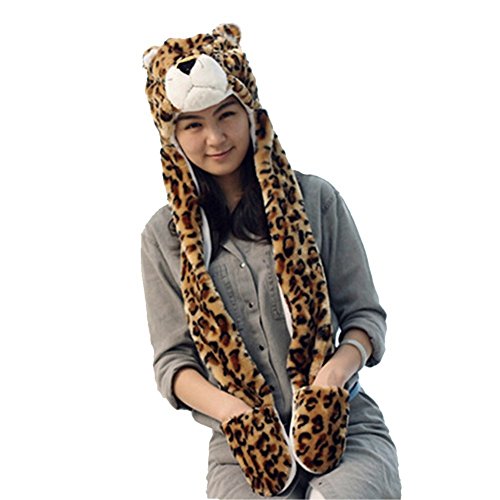 Honeystore Unisex Plush Cosplay Animal Furry Beanie Hat Gloves Scarf 3 In 1 Set - Image 6