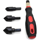 BIG HORN 19555 3-in-1 Countersink Set - 3 Interchangeable Cutters - Save Time &amp; Deburr Metal - 1 Count