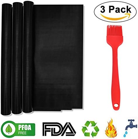 LARATH BBQ Grill Mats Ultra-thick Baking Mat for Barbecue Gas Charcoal Electric Grill Microwave Toaster Oven Smoker(Rectangle 15.75"×13", Set of 3)