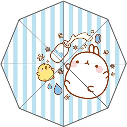 Angelinana Lovely Korea Molang Rabbit Kawaii Pattern Custom Foldable Sun Rain Umbrella Wind Resistant Windproof Floding Travel Umbrella
