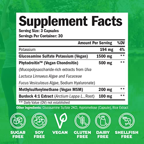 Vegan Glucosamine Chondroitin, Phytodroitin MSM Supplement Capsules