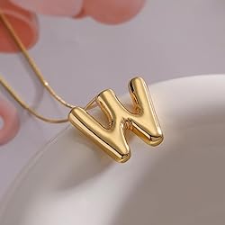 MTINEAPS Bubble Letter Necklace Gold Initial