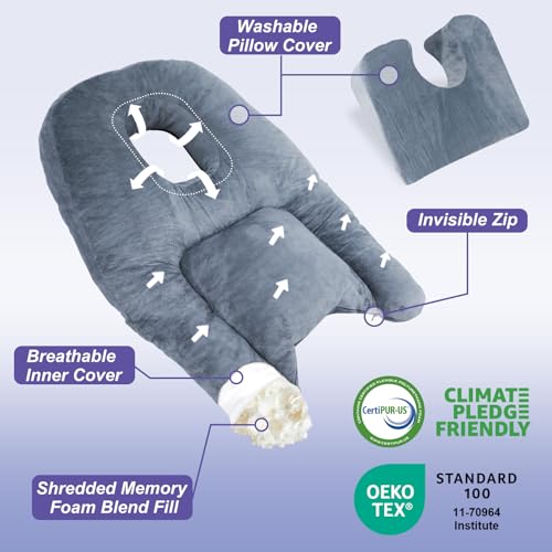 HOMCA Mouth Down Pillow After Eye, Sleep Pillow with Hole for Retina Detachment During Recovery, Massage Pillow, SPA Facial Pillow