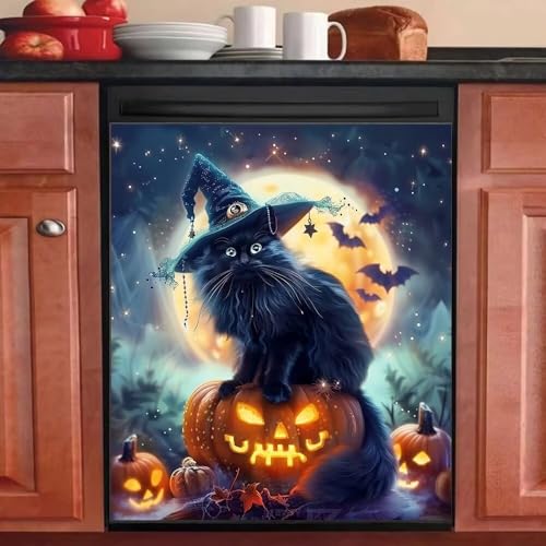 Witch Black Cat Halloween Kitchen Decoration