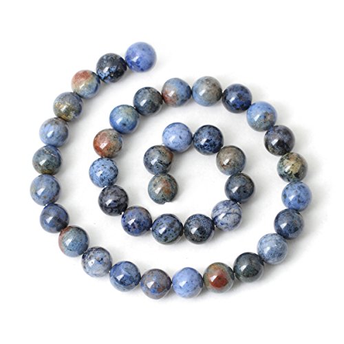 Qiwan 35PCS 10mm Natural Sunset dumortierite Gemstone Beads Gem Round Loose Beads for Jewelry Making 1 Strand 15"