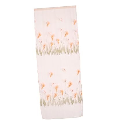 NF 270x100cm Calla Lily Pattern Tulle Door Window Divider Voile Curtain Orange