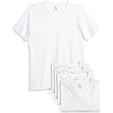 Reebok Men’s Undershirt – 5 Pack Soft Breathable Mens T-Shirts - Basic Cotton V-Neck and Crewneck Undershirts for Men (S-XL)