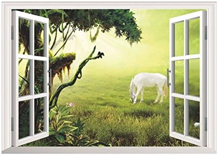 Trendy Design Household Living Room Bedroom Background Wall Sticker ZY040 3D Grassland Horse Printed Art Wall