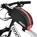 Allnice 12654 1L Outdoor Mountain Bicycle Cycling Frame Front Top PVC Tube Bag Bike Pouch (Black+Red)