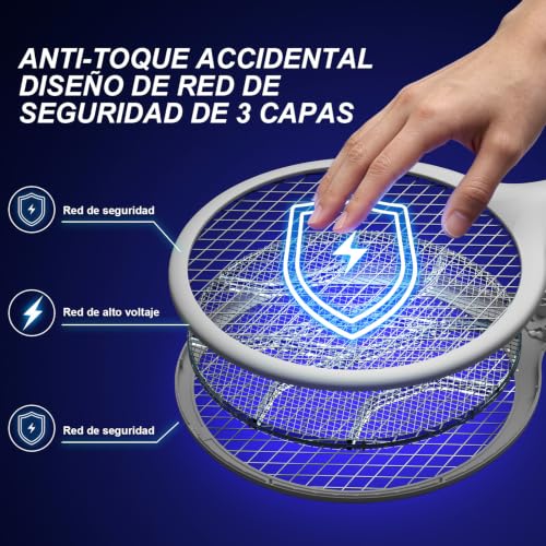Toolviann 2 in 1 4000V Electric Mosquito Killer USB C Rechargeable 1800mAh for Home, Office and Outdoor