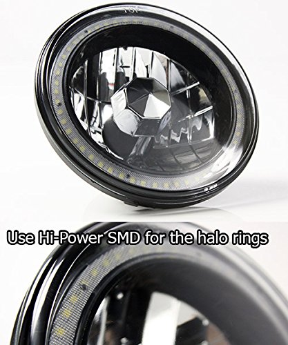 ModifyStreet 7" Round H6014/H6015/H6024 Black Crystal Headlights with Remote Control Multi-Color RGB SMD Halo Ring - Thumbnail 2