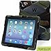 Travellor Ipad 2/3/4 Case Silicone Kid Proof Rainproof Sandproof Dust-Proof Shockproof Extreme Duty Dual Protective Back Cover with Kickstand and Sticker for Ipad 4/3/2 (Camo Black)