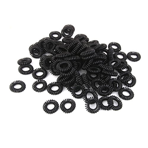 100pcs Spiral Elastic Hair Tie Bands Ponytail Holder - Black M