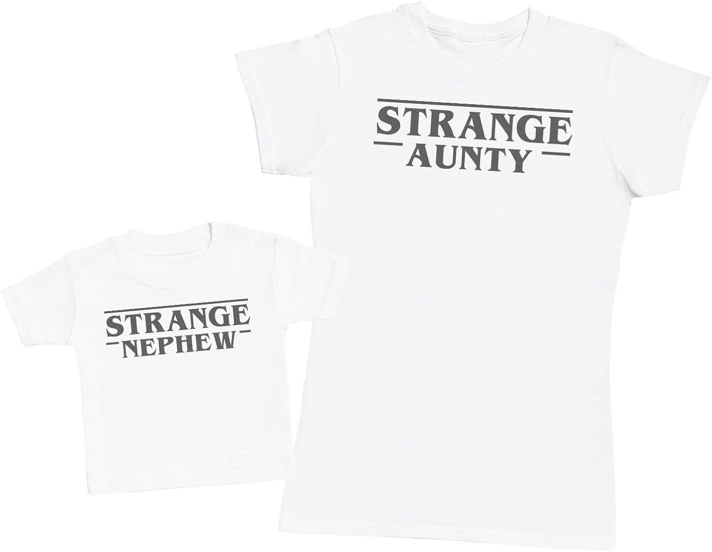 Strange Nephew & Strange Aunty - Matching Mother Baby Gift Set - Womens T Shirt & Baby T Shirt