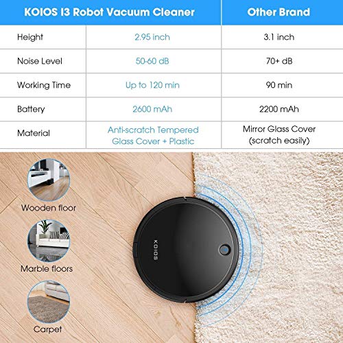 Robot Vacuum Cleaner by KOIOS I3 80 Higher Suction Robotic Vacuum