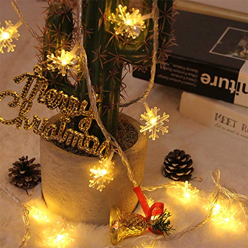 DomeStar Christmas Snowflake String Lights, 10ft 20LED String Lights Snowflake Lights Snowflakes Fairy Lights Christmas Decorations