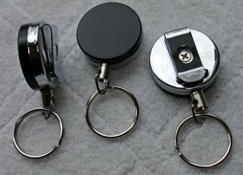 3 X Heavy Duty (100% Solid Metal BACK) Retractable Reel Key-ID-Badge-Belt Clip &amp; Chain Pull SOLD INDIVIDUALLY,1.5inch