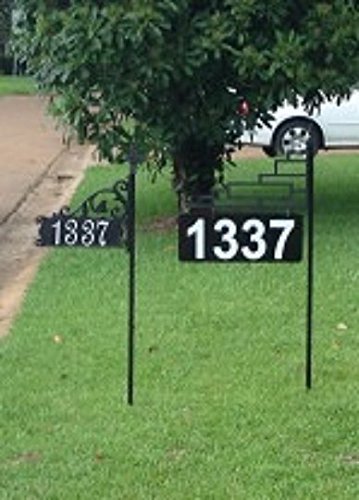 Extra Large Contemporary Reflective 911 Yard Address Sign - 6" Numbers on Both Sides