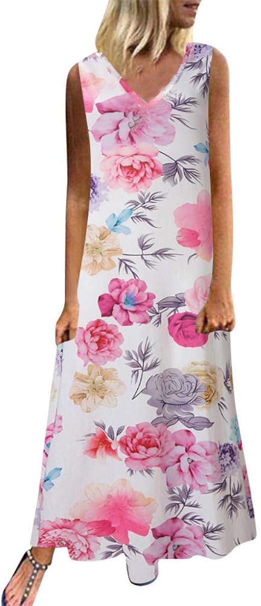 QPXZ Casual Dress Women S Plus Size Dress Casual Print Dress Sleeveless