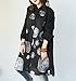 YESNO BT8 Women Long Button-Down Shirts Blouses Dress 100% Linen Casual Loose Fit 'Annual Ring'/Side Pockets (L, Black)