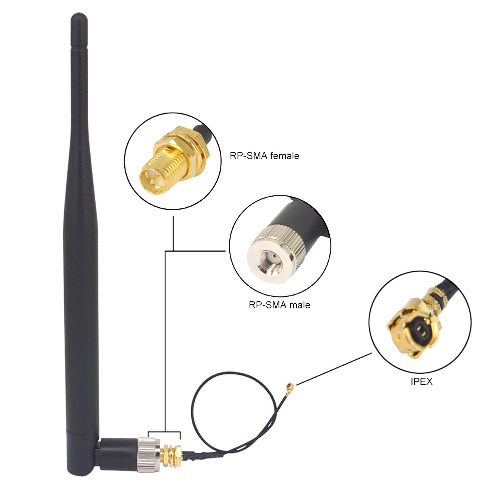 2 X 2 4ghz 5dbi Indoor Omni Directional Wifi Antenna 802 11n B G Rp Sma Male Connector Antenna 2 X Rp Sma Female To U Fl Ipx Ipex 1 13 Cable 17cm Pigtail Antenna Extension Cable Buy Online In
