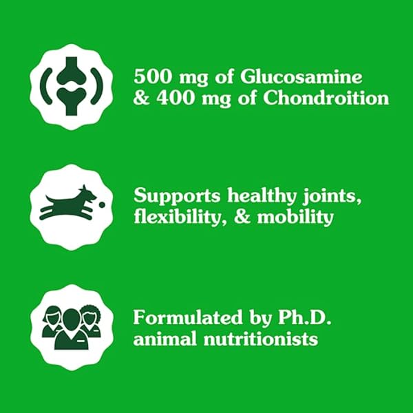 GREENIES SUPPLEMENTS HIP AND JOINT SUPPLEMENTS FOR DOGS, WITH CHONDROITIN & GLUCOSAMINE FOR DOGS, CHICKEN FLAVOR, 6.08 OZ. POUCH, 30 COUNT