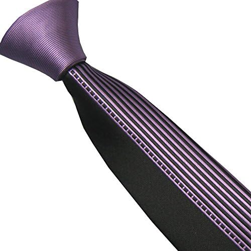 Lammulin Ties Solid Color Knot Contrast Vertical Stripes Necktie Skinny Tie 6cm