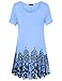 Laksmi Summer Tunic Tops for Women, Rose Print Short Sleeve A Line Loose Fit Casual T Shirts,L SkyBlue