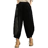 Verdusa Women's Streetwear Corduroy Pants Casual Wide Leg Barrel Pants with Pockets