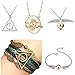 4MEMORYS 5PCS Harry Potter Necklace Set Time Turner Deathly Hallows Golden Snitch for Harry Potter Fans Gifts Collection Magical Cosplay Costume Jewelry Gift (5pcs)