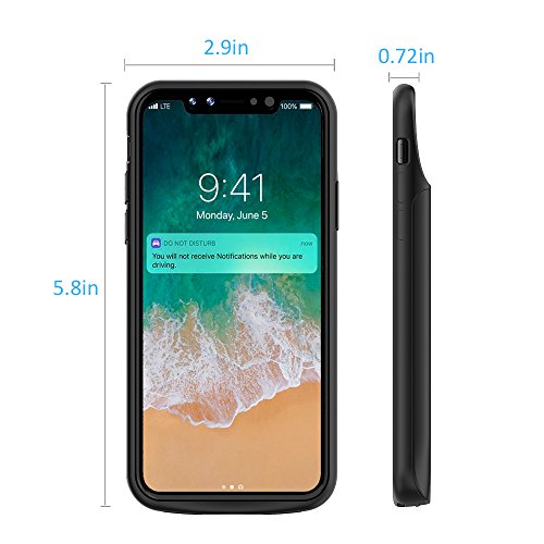 Vproof-iPhone-X-Battery-Case-6000mAh-Rechargeable-External-Battery-Portable-Power-Charger-Protective-Charging-Case-for-Apple-iPhone-X-58-Inch-Black