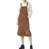 chouyatou Women's Fall Corduroy Adjustable Strap Overall Dress Pinafore Elegant Midi Tank Dress