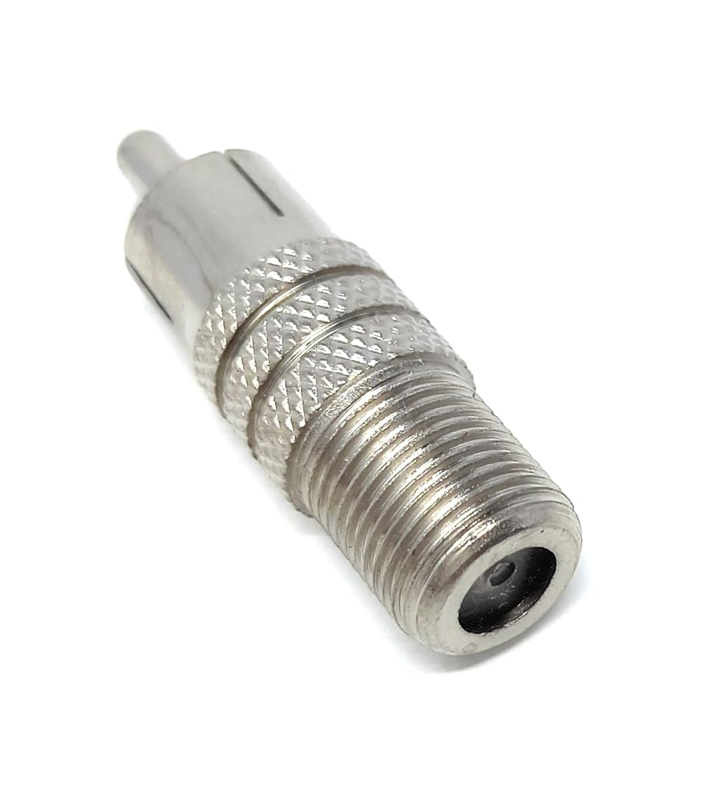 DRUT 1pcs F Type Socket Screw to RCA Phono Male Plug TV Satellite Cable Adapter (Silver)
