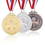 Caydo 3 Pieces Metal Winner Award Medals with Neck Ribbon, 2.6-Inch