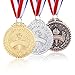 Caydo 3 Pieces Metal Winner Award Medals with Neck Ribbon, 2.6-Inch