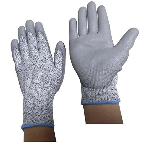 Cut Resistant Gloves Metal detector Digging Glove Hand Protective Garden Camping & Hiking Gloves Pe With Pu Coating Against Cuts Work Glovs for Farming climbing (Medium)