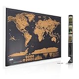 Travel Scratch Off The World Map Deluxe Black Edition With A Scratcher -32.48x23.39 Inches