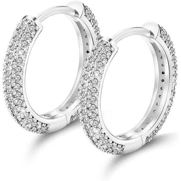 SILBERTALE Orecchini a cerchio in argento 925, 5A, con zirconi CZ Drop Huggie Hoops, Zirconia cubica